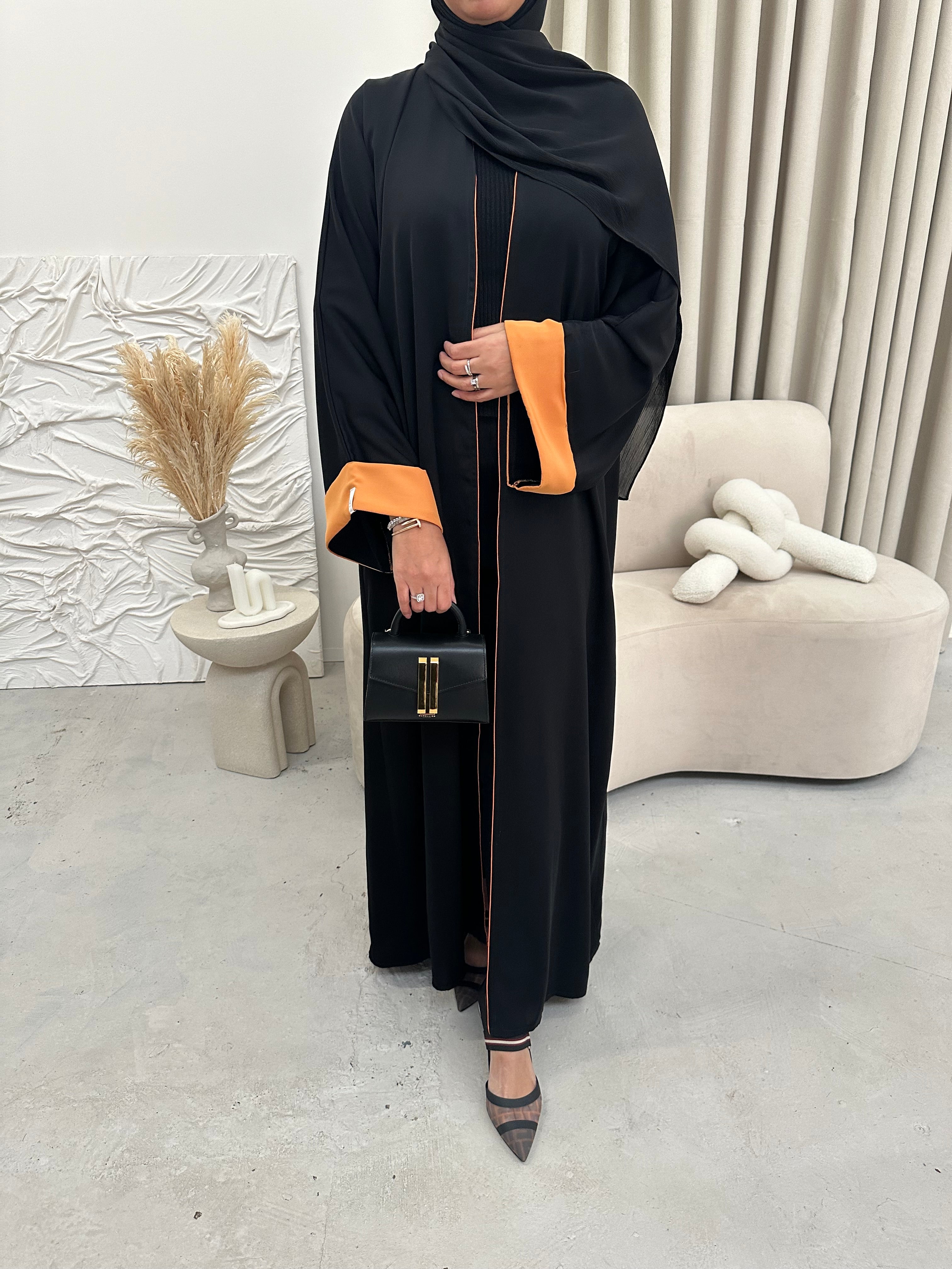 Sunset orange open abaya