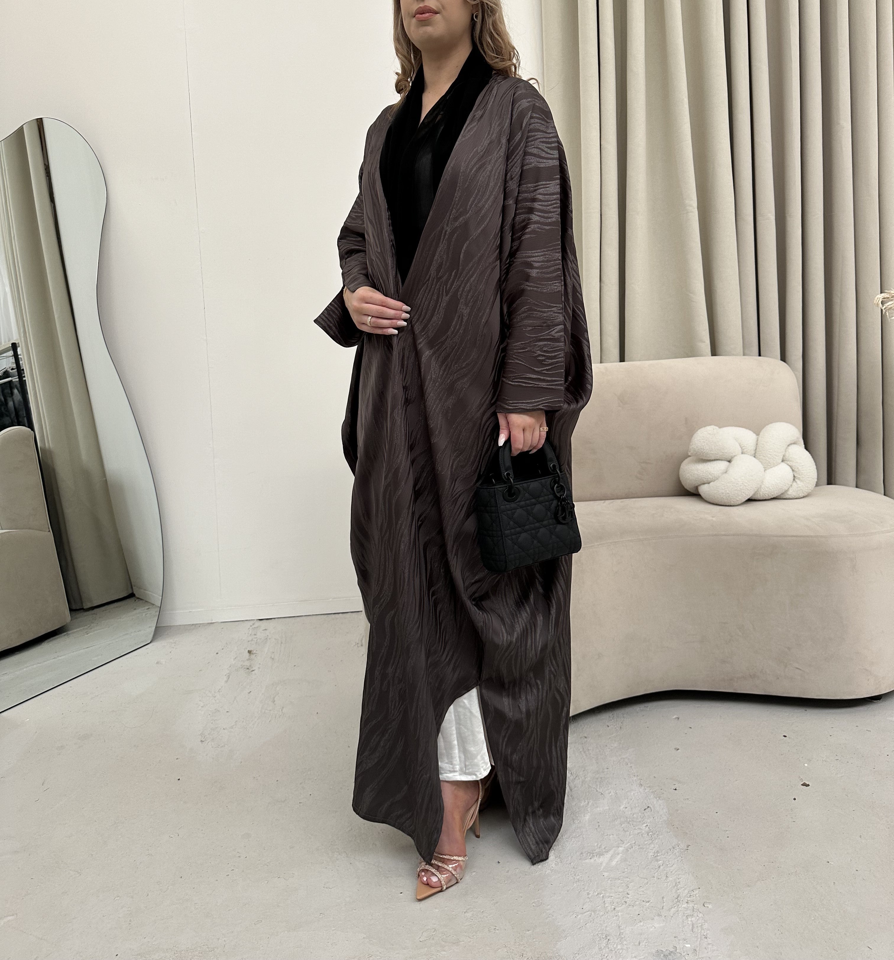 Luxurious Brown Open Abaya