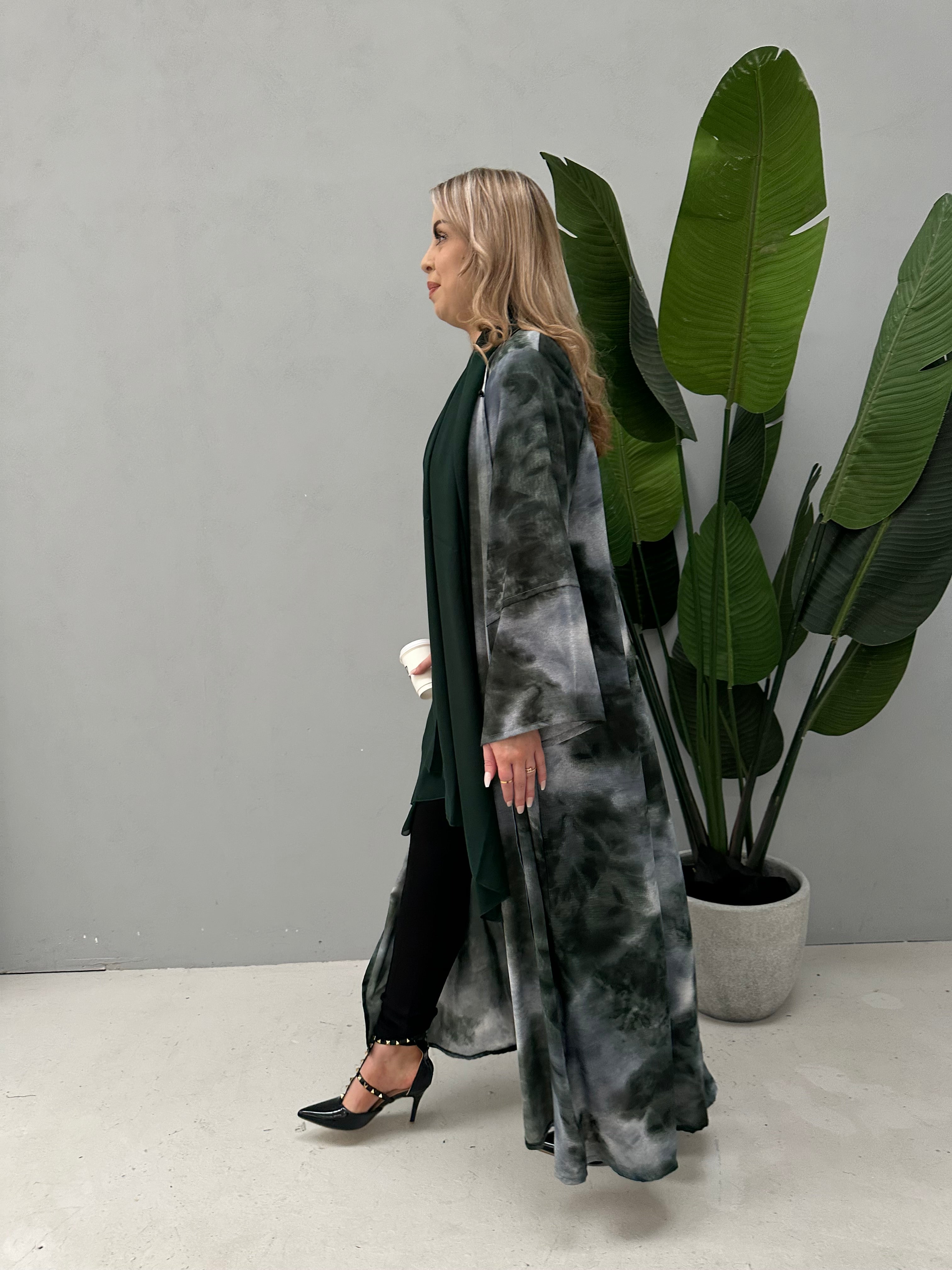 Green Print Abaya